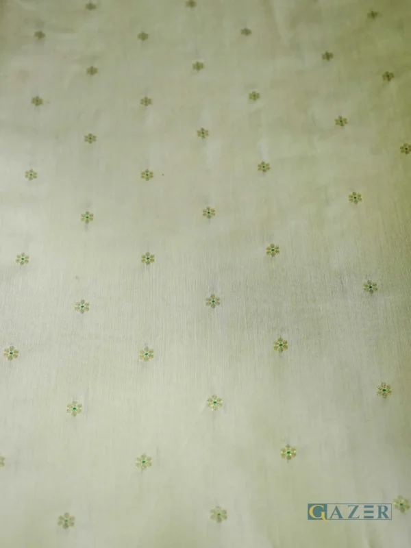 Gazer Premium Collection – 3 Piece Beige Zari Jacquard Suit with Elegant Border (GWP2502)