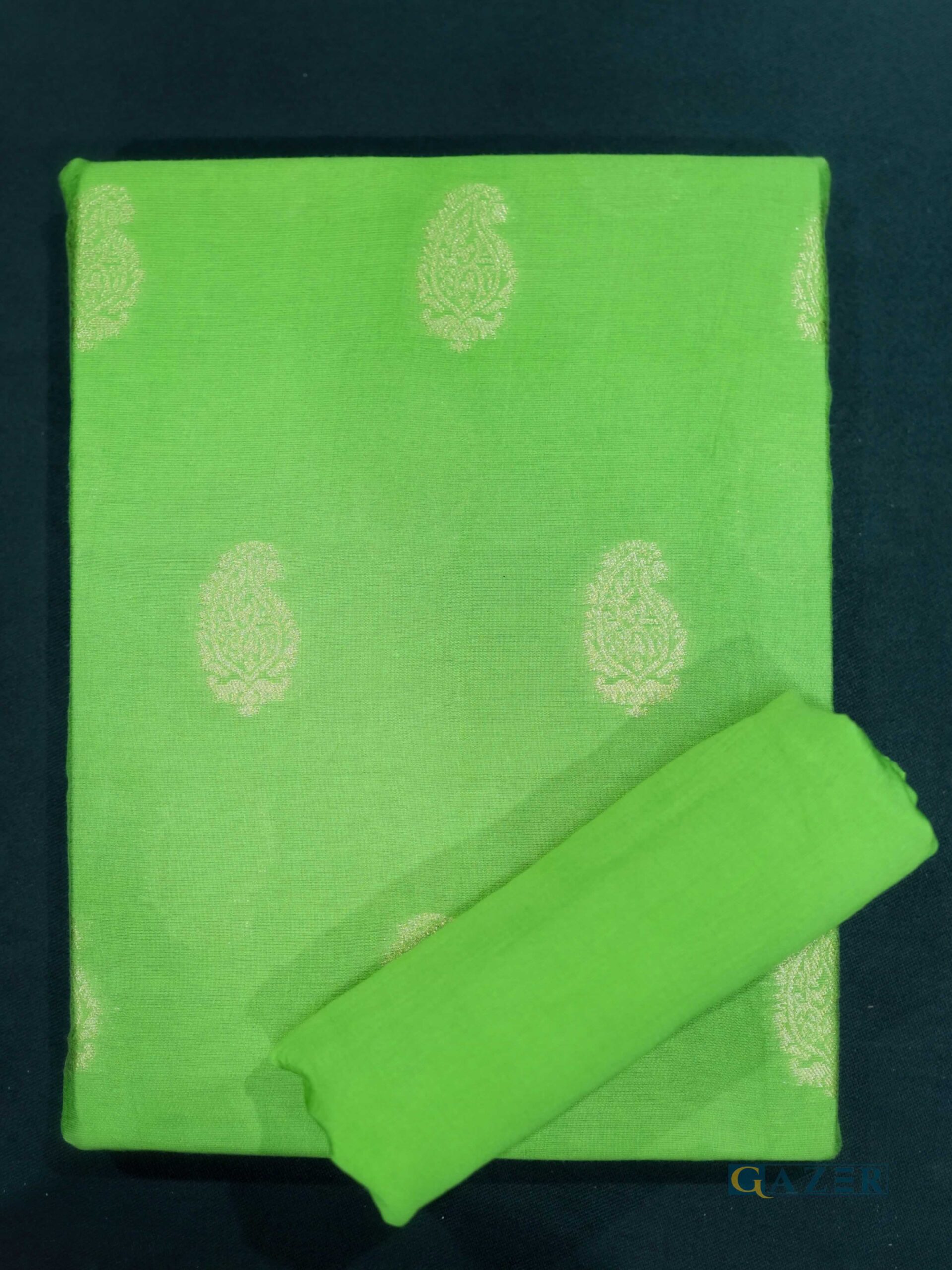Gazer Premium Collection – 2 Piece Cheerful Green Zari Jacquard Suit (GWP2501) - Image 3