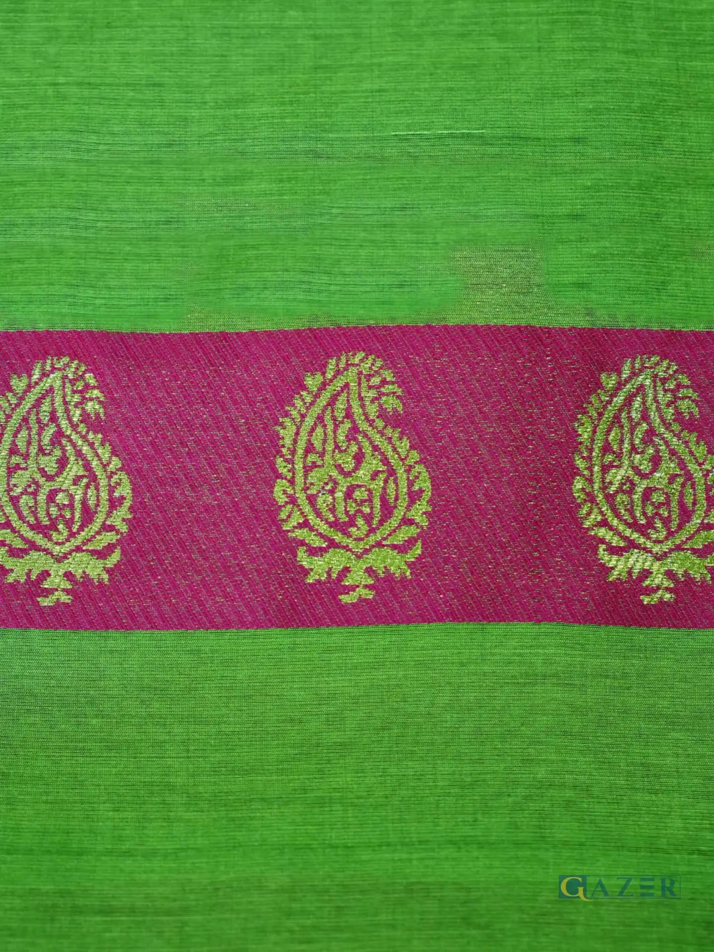 Gazer Premium Collection – 3 Piece Deep Pink Zari Jacquard Suit with Fresh Green Dupatta (GWP2503) - Image 5