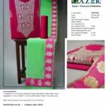 Gazer Premium Collection – 3 Piece Deep Pink Zari Jacquard Suit with Fresh Green Dupatta (GWP2503)