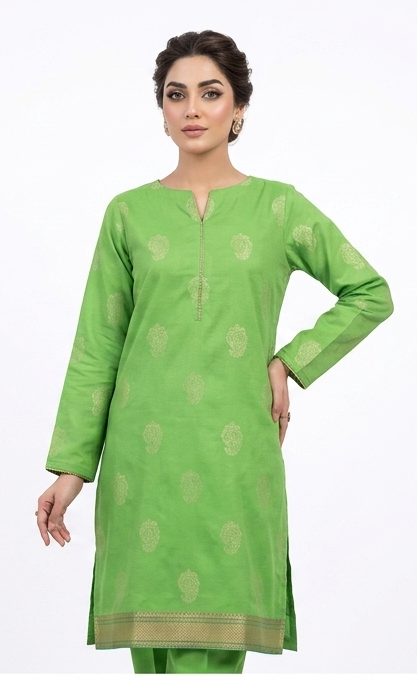 Gazer Premium Collection – 2 Piece Cheerful Green Zari Jacquard Suit (GWP2501)
